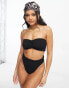 ASOS DESIGN Amy mix and match crinkle bandeau bikini top in black - BLACK