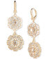 Gold-Tone Crystal & Imitation Pearl Flower Double Drop Earrings