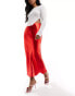 Фото #6 товара ASOS DESIGN high shine bias midi skirt in red