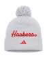 ფოტო #2 პროდუქტის Men's Gray Nebraska Huskers Cuffed Knit Hat with Pom