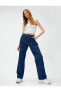 Фото #1 товара Kargo Kot Pantolon Straight Jean Yüksek Bel Düz Paça - Eve Jeans