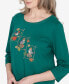 Classic Birds with Hats Detailed Crew Neck Top Зеленый, M - фото #2