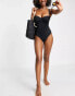 ASOS DESIGN fuller bust moulded underwired swimsuit in black dd-g