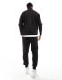 Фото #3 товара DTT half zip sweatshirt & jogger tracksuit set in black