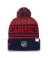 Фото #2 товара Men's Navy, Red Washington Capitals Authentic Pro Cuffed Knit Hat with Pom