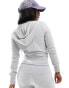 Simmi deep waistband cropped hoodie co-ord in grey grau, 36 - фото #3