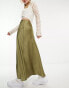 New Look satin bias midi skirt in khaki