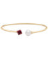 Фото #1 товара Cultured Freshwater Pearl (7mm) & Rhodolite (5/8 ct. t.w.) Wire Cuff Bangle Bracelet in Gold Vermeil, Created for Macy's