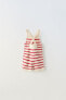 Striped crochet knit dungarees