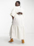 Native Youth Plus ruffle hem linen midaxi dress in ecru