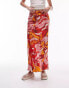 Topshop Tall orange floral print bias maxi skirt in multi