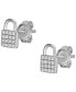 Sterling Silver Lock Chain Earrings
