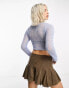 Фото #6 товара COLLUSION knitted lace trim crop top in blue