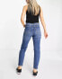 Stradivarius slim mom jean with stretch and rip in medium blue