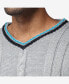 ფოტო #4 პროდუქტის Men's Cable Knit Tipped V-Neck Sweater