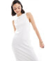 Vero Moda Aware ribbed racer neck midi dress in white