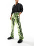 ASOS DESIGN smart flare trousers in lime green sequins