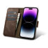 2w1 etui skórzany pokrowiec z klapką iPhone 14 Pro Anti-RFID Oil Wax Wallet Case ciemno-brązowy