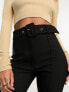 River Island belted peg trouser in black