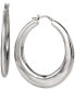 ფოტო #1 პროდუქტის Polished Graduated Oval Medium Hoop Earrings in Sterling Silver, Created for Macy's