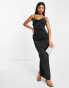 Фото #1 товара NaaNaa cowl neck satin prom maxi dress in black