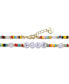 ფოტო #2 პროდუქტის 14k Yellow Gold Plated Multi Color Beads Necklace with Freshwater Pearls and Love Tag in Circular Charms for Kids