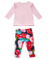 ფოტო #2 პროდუქტის Baby Girls Top and Floral Print Leggings, 2 Piece Set