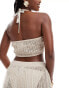 Фото #2 товара ASOS DESIGN knitted halter crop top co-ord in cream