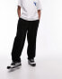 Topman baggy fit ribbed velour jogger in black