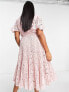 Фото #2 товара ASOS DESIGN Curve exclusive lace pleated midi dress with tie detail in blush