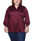 ფოტო #1 პროდუქტის Plus Size 3/4 Sleeve Roll Tab Satin Blouse