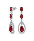 Фото #1 товара Fashion Art Deco Style Red Cubic Zirconia Halo Teardrop CZ Statement Dangle Chandelier Earrings For Women Party