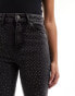 ONLY Emily high waisted rhinestone detail straight leg jeans in washed black