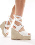 Фото #1 товара Public Desire Solstice heeled espadrille with woven straps in white