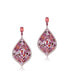 Фото #1 товара Sterling Silver with Rose Gold Plated and Ruby Cubic Zirconia Drop Earrings