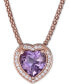 ფოტო #1 პროდუქტის Amethyst (2-1/3 ct. t.w.) & White Topaz (1/3 ct. t.w.) Heart 17" Pendant Necklace in 14k Rose Vermeil over Sterling Silver