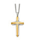 ფოტო #1 პროდუქტის Polished Yellow IP-plated Cross Pendant Curb Chain Necklace