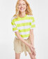 ფოტო #1 პროდუქტის Women's Cropped Stripe T-Shirt, Created for Macy's