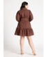 Фото #2 товара Plus Size Mini Shirt Dress With Belt - 24, Dark Chestnut