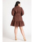 ფოტო #2 პროდუქტის Plus Size Mini Shirt Dress With Belt