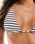 Lindex Elle triangle bikini top in black & white stripe print