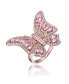 Фото #2 товара RA 18K Rose Gold Plated Pink Cubic Zirconia Butterfly Ring