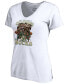 ფოტო #3 პროდუქტის Women's White Milwaukee Bucks 2021 NBA Finals Champions Team Caricature Roster V-Neck T-shirt