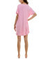 ფოტო #2 პროდუქტის Women's Short-Sleeve Henley Sleepshirt