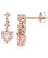 ფოტო #1 პროდუქტის Morganite (1-1/2 ct. t.w.) & Diamond Accent Heart Drop Earrings in 14k Rose Gold