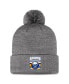 Фото #1 товара Men's Gray Buffalo Sabres Authentic Pro Home Ice Cuffed Knit Hat with Pom