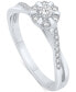 ფოტო #1 პროდუქტის Diamond Halo Swirl Promise Ring (1/4 ct. t.w.) in Sterling Silver or 14k Gold-Plated Sterling Silver