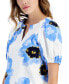 ფოტო #3 პროდუქტის Women's Floral-Print Puff-Sleeve Blouse