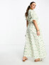 ASOS DESIGN Maternity cotton midi smock dress in cream based green floral print