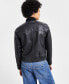 Фото #4 товара Juniors' Distressed Faux-Leather Bomber Jacket, Created for Macy's